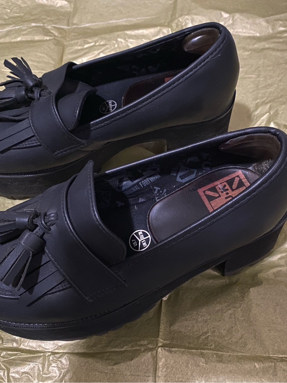 Black Tassel Loafers for Women TUK